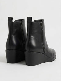 Good for the Sole Black Wedge Side Zip Ankle Boots