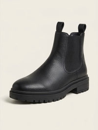 Papaya Black Textured Chelsea Boots