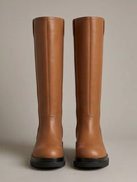 Boohoo Tan Chunky Sole Knee-High Boots