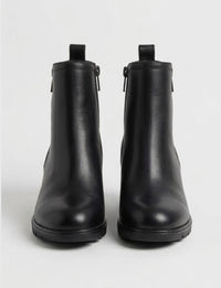 Good for the Sole Black Wedge Side Zip Ankle Boots