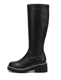 Linzi Wide Fit Black Chunky Knee-High Boots