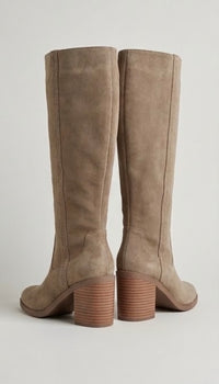 Primark Taupe Suede-Effect Knee-High Block Heel Boots