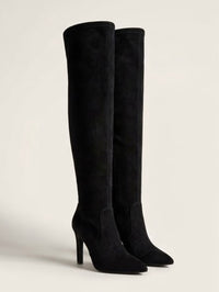 Givana Black Suede-Effect Over-the-Knee Stiletto Boots