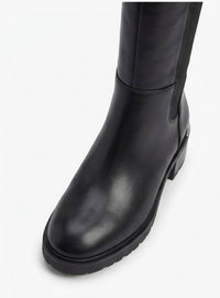 Primark Wide Fit Black Knee-High Boots with Gold Trim