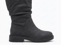 Boohoo Charcoal Grey Matte Slouch Mid-Calf Flat Boots
