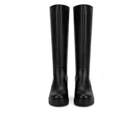 Boohoo Black Chunky Platform Block Heel Knee-High Boots