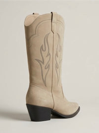 Primark Beige Suede Embroidered Cowboy Boots