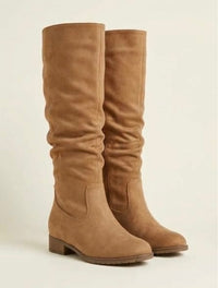 Paula Echevarría x Primark Camel Suede-Effect Slouch Knee-High Boots