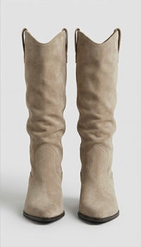 Primark Taupe Suede-Effect Slouch Cowboy Boots