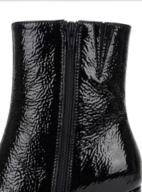 Next Black High-Shine Square Toe Block Heel Ankle Boots