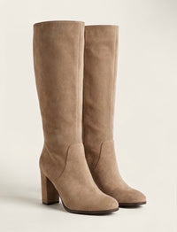 Primark Camel Suede Knee-High Block Heel Boots