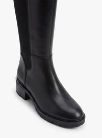 Primark Wide Fit Black Knee-High Boots with Gold Trim