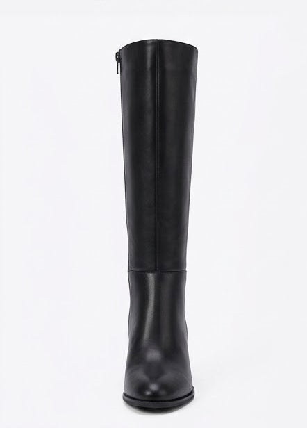 Boohoo Wide Fit Black Low Block Heel Knee-High Boots