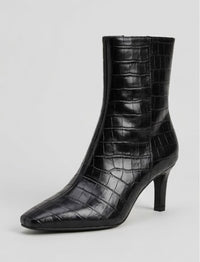Primark Black Croc-Effect Stiletto Ankle Boots