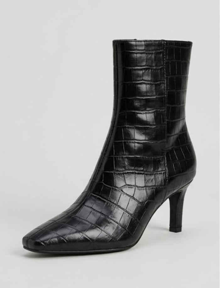 Primark Black Croc-Effect Stiletto Ankle Boots