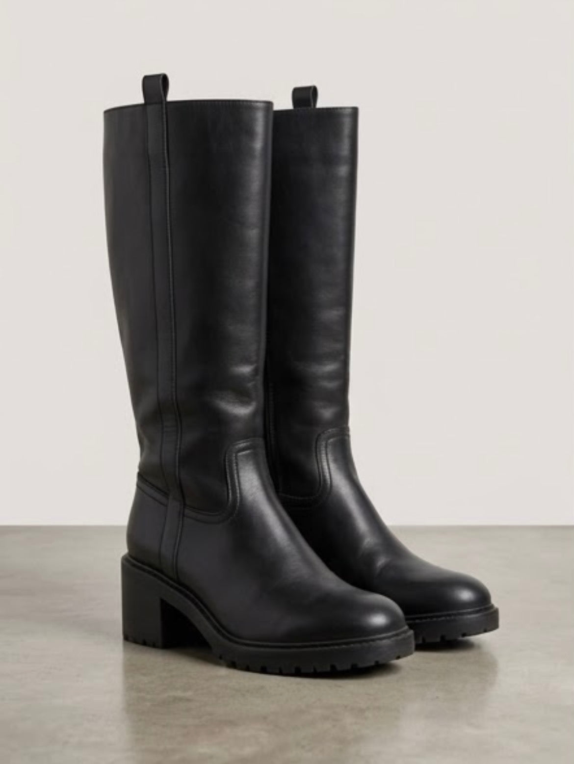 Rita Ora x Primark Black Knee-High Lug Sole Block Heel Boots