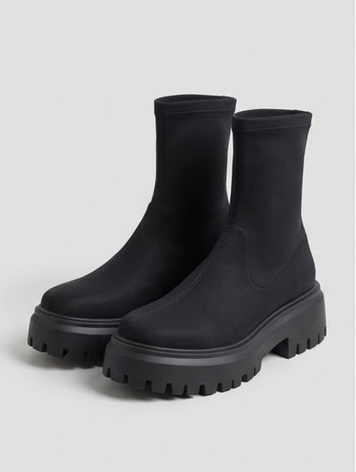 Schuh Black Stretch Sock Chunky Sole Boots