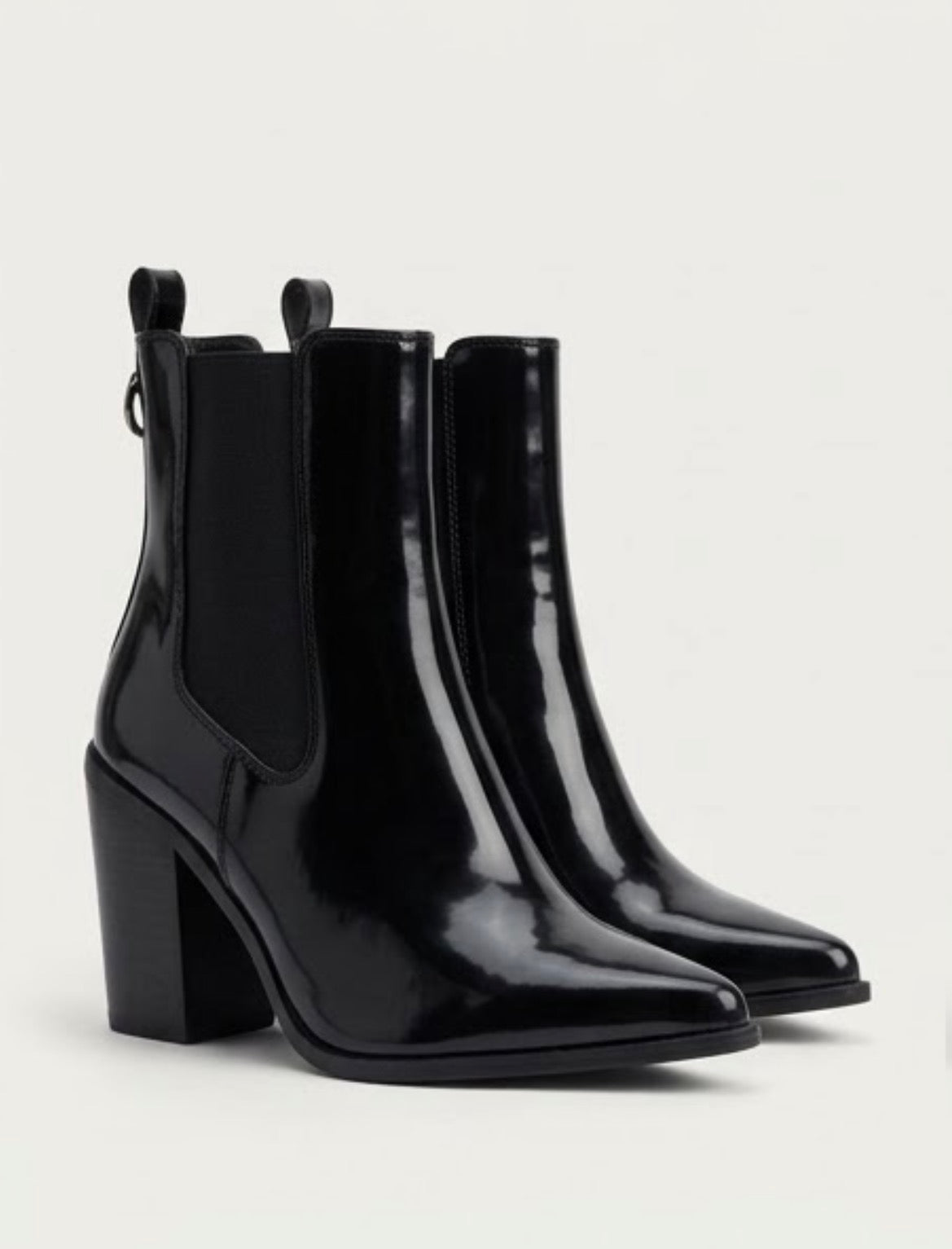 Lipsy Black Patent Block Heel Chelsea Boots