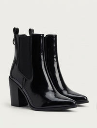 Lipsy Black Patent Block Heel Chelsea Boots