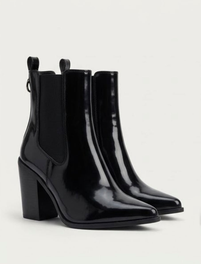 Lipsy Black Patent Block Heel Chelsea Boots