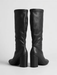 Boohoo Black Stretch Knee-High Block Heel Boots