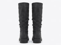 Boohoo Charcoal Grey Matte Slouch Mid-Calf Flat Boots