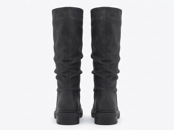 Boohoo Charcoal Grey Matte Slouch Mid-Calf Flat Boots