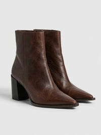 Mint Velvet Brown Pointed Block Heel Ankle Boots