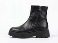 Linzi Black Chunky Ankle Boots with Side Zip