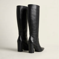 Pretty Little Thing Black Pointed Toe Knee-High Block Heel Boots