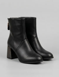 River Island Black Textured Block Heel Ankle Boots