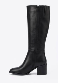 Boohoo Wide Fit Black Low Block Heel Knee-High Boots