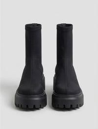 Schuh Black Stretch Sock Chunky Sole Boots