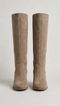 Primark Taupe Suede-Effect Knee-High Block Heel Boots