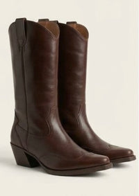 Primark Burgundy Wingtip Western Mid-Calf Boots
