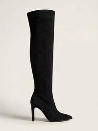 Givana Black Suede-Effect Over-the-Knee Stiletto Boots