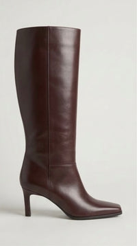 Primark Maroon Square Toe Knee-High Stiletto Boots