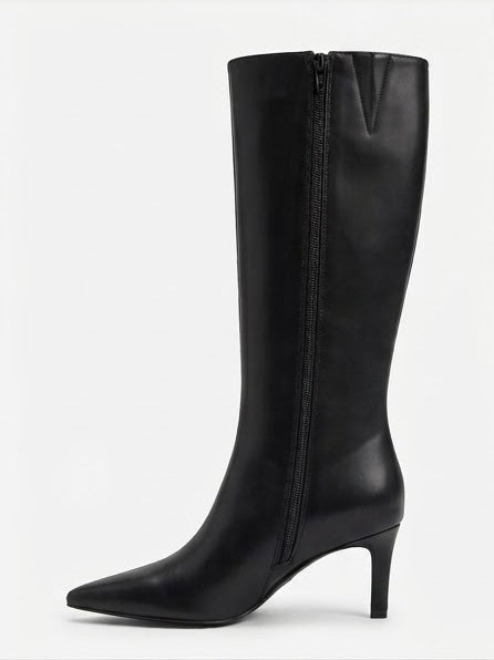 Primark Wide Fit Black Pointed Toe Stiletto Knee-High Boots