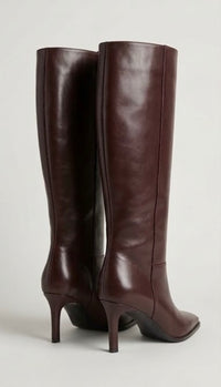 Primark Maroon Square Toe Knee-High Stiletto Boots