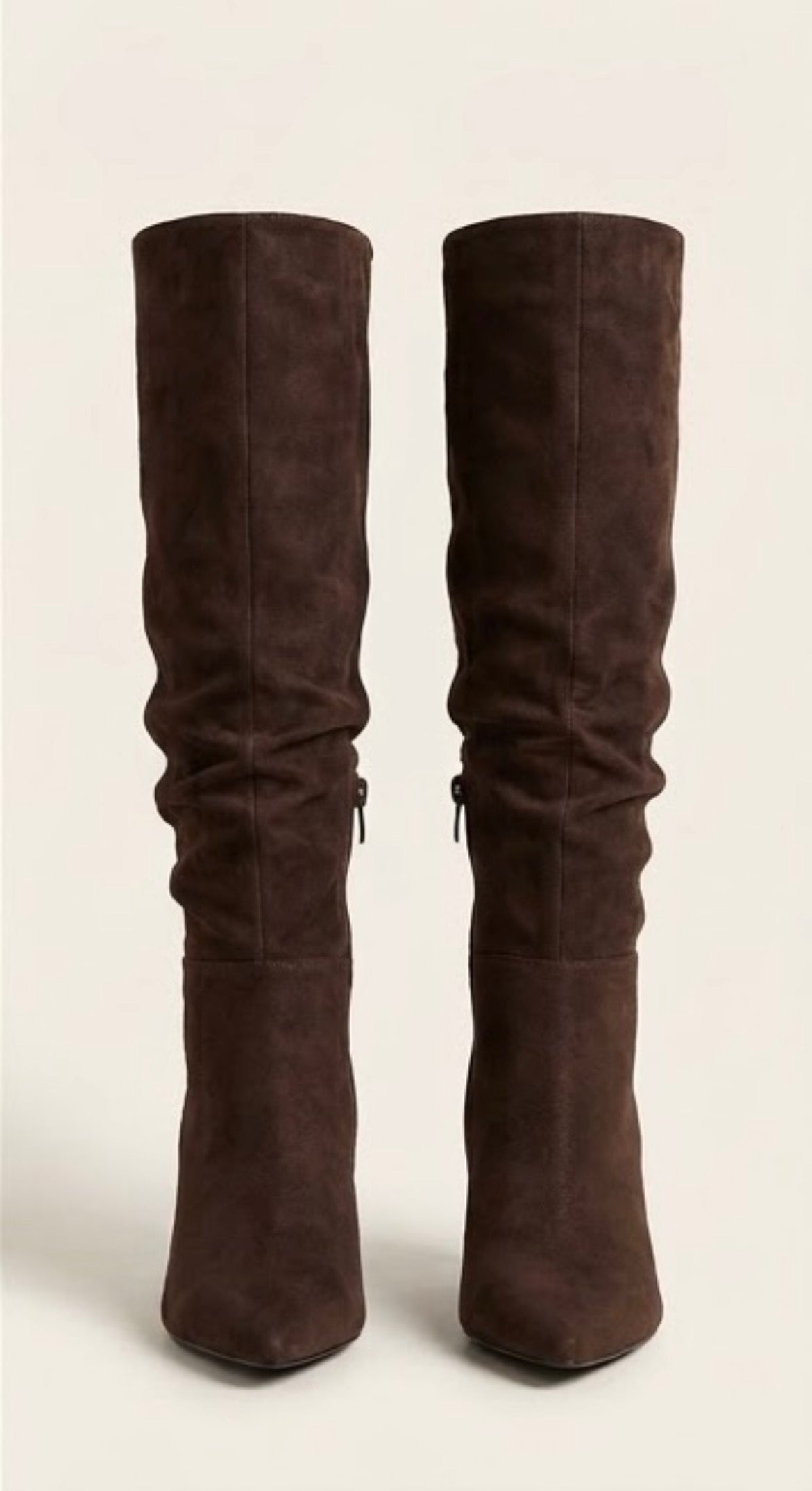 Boohoo Brown Suede-Effect Slouch Stiletto Boots