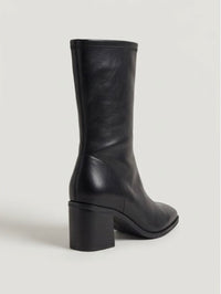 Papaya Black Square Toe Block Heel Ankle Boots