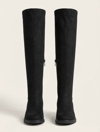 Primark Black Suede-Effect Over-the-Knee Low Heel Boots