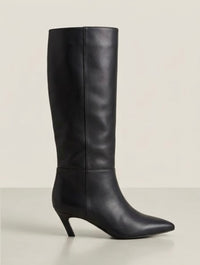 New Look Black Pointed Toe Knee-High Kitten Heel Boots