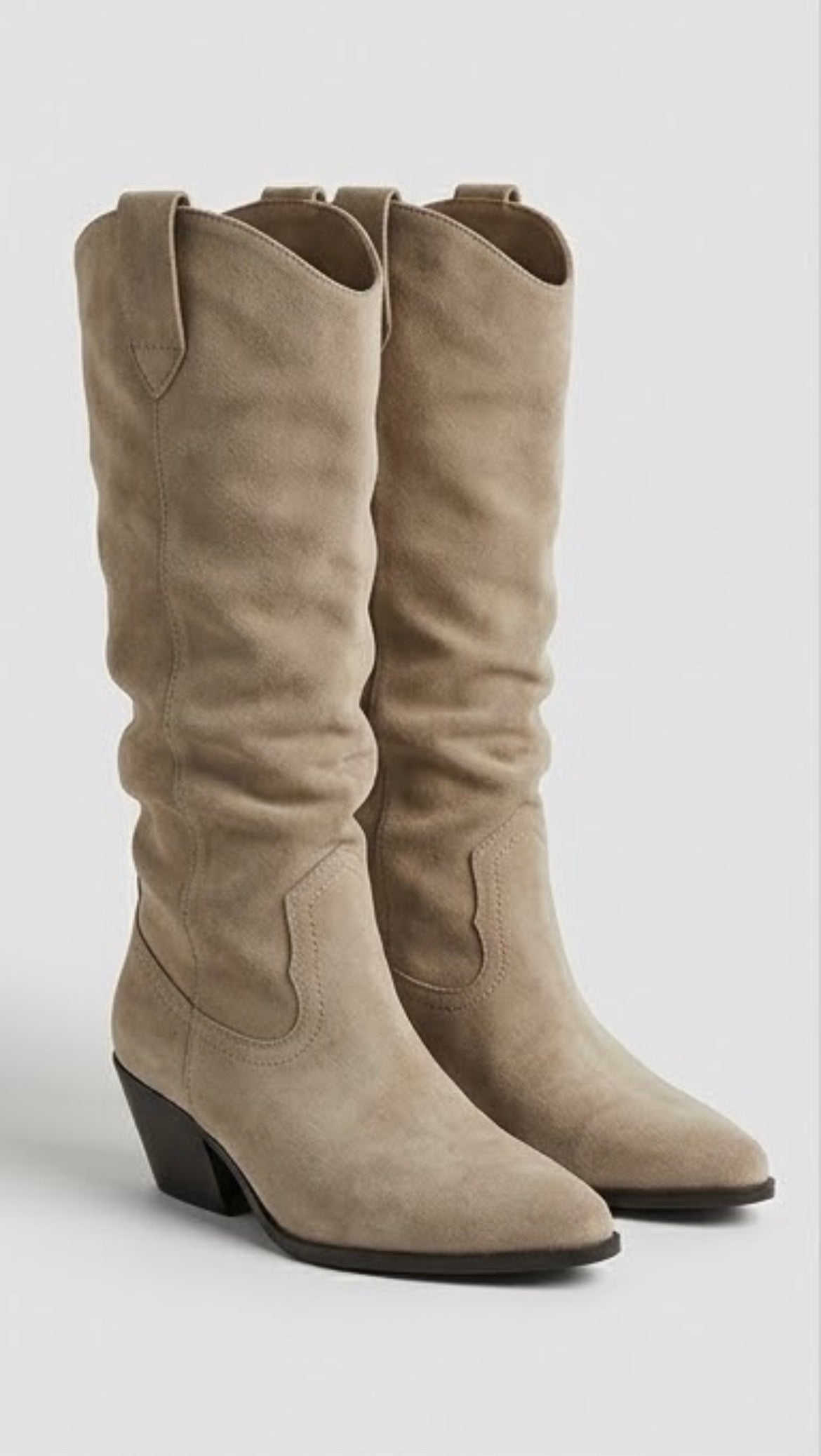 Primark Taupe Suede-Effect Slouch Cowboy Boots