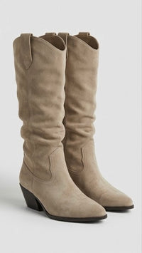 Primark Taupe Suede-Effect Slouch Cowboy Boots