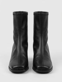 Papaya Black Square Toe Block Heel Ankle Boots