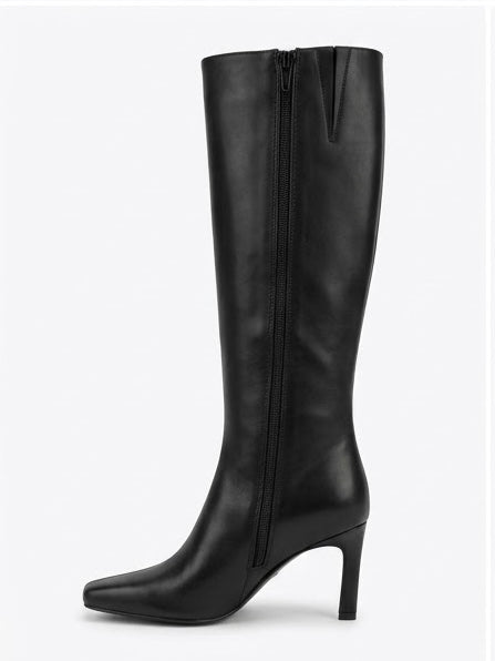 Primark Black Chiselled Toe Heeled Knee-High Boots