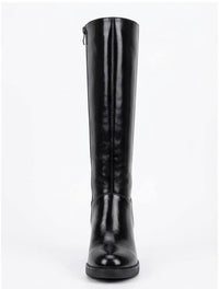 Boohoo Black High-Shine Block Heel Knee-High Boots