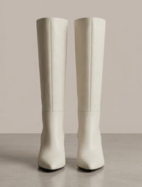 Boden Cream Knee-High Block Heel Boots