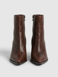 Mint Velvet Brown Pointed Block Heel Ankle Boots